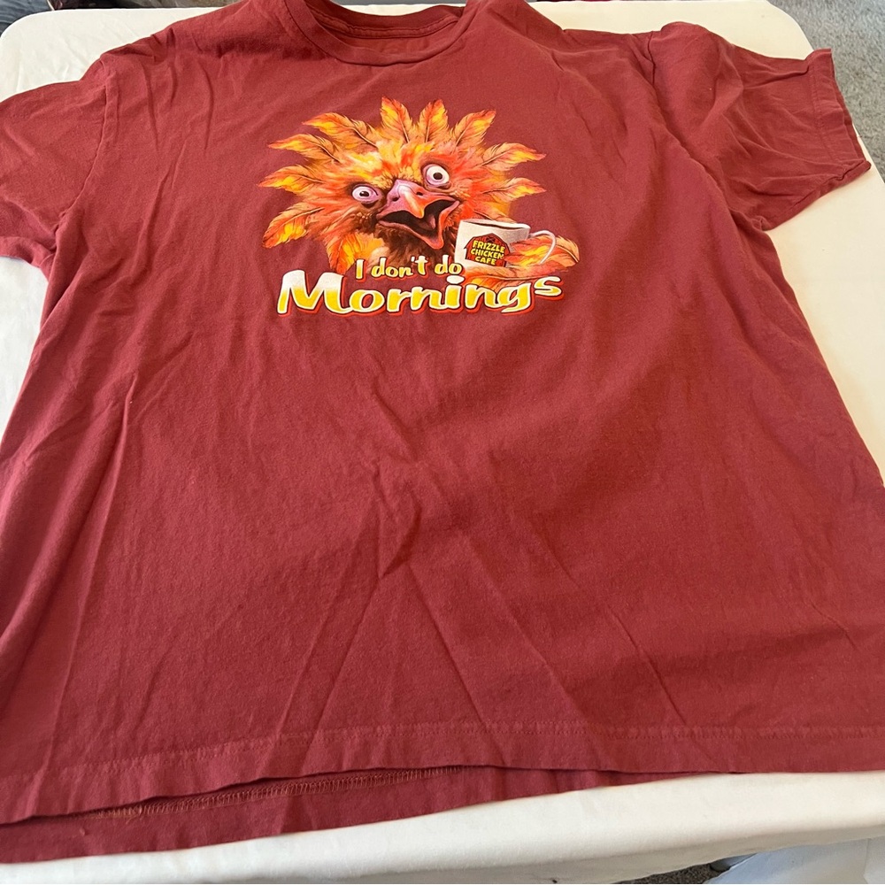 Red Graphic T-Shirt with Funny Bird Design
